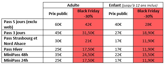 Tarifs Black Friday - Pass'Alsace 2019